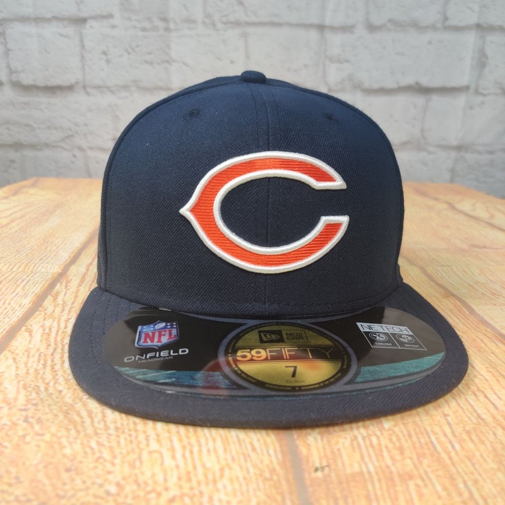 New Era Chicago Bears fitted hat navy blue nfl patch logo NE tech 59FIFTY sz 7